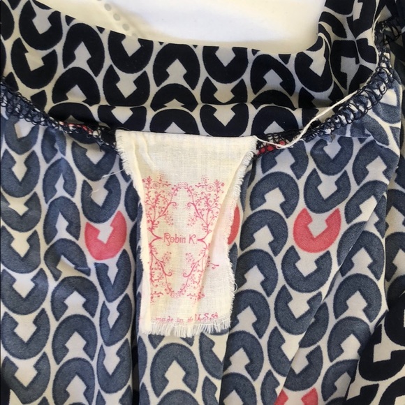 💚 Robin K boutique navy/red peplum top with tie M - Picture 2 of 5